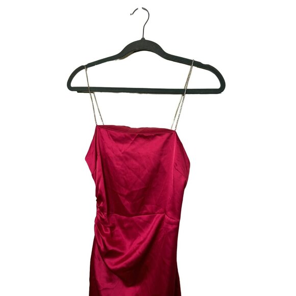 NWT Zara Effect Satin Hot Pink Mini Cocktail Dress With Jewel Straps SZ Small - Picture 3 of 10
